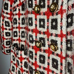 Juicy Couture Red and Black Plaid Pea Coat
